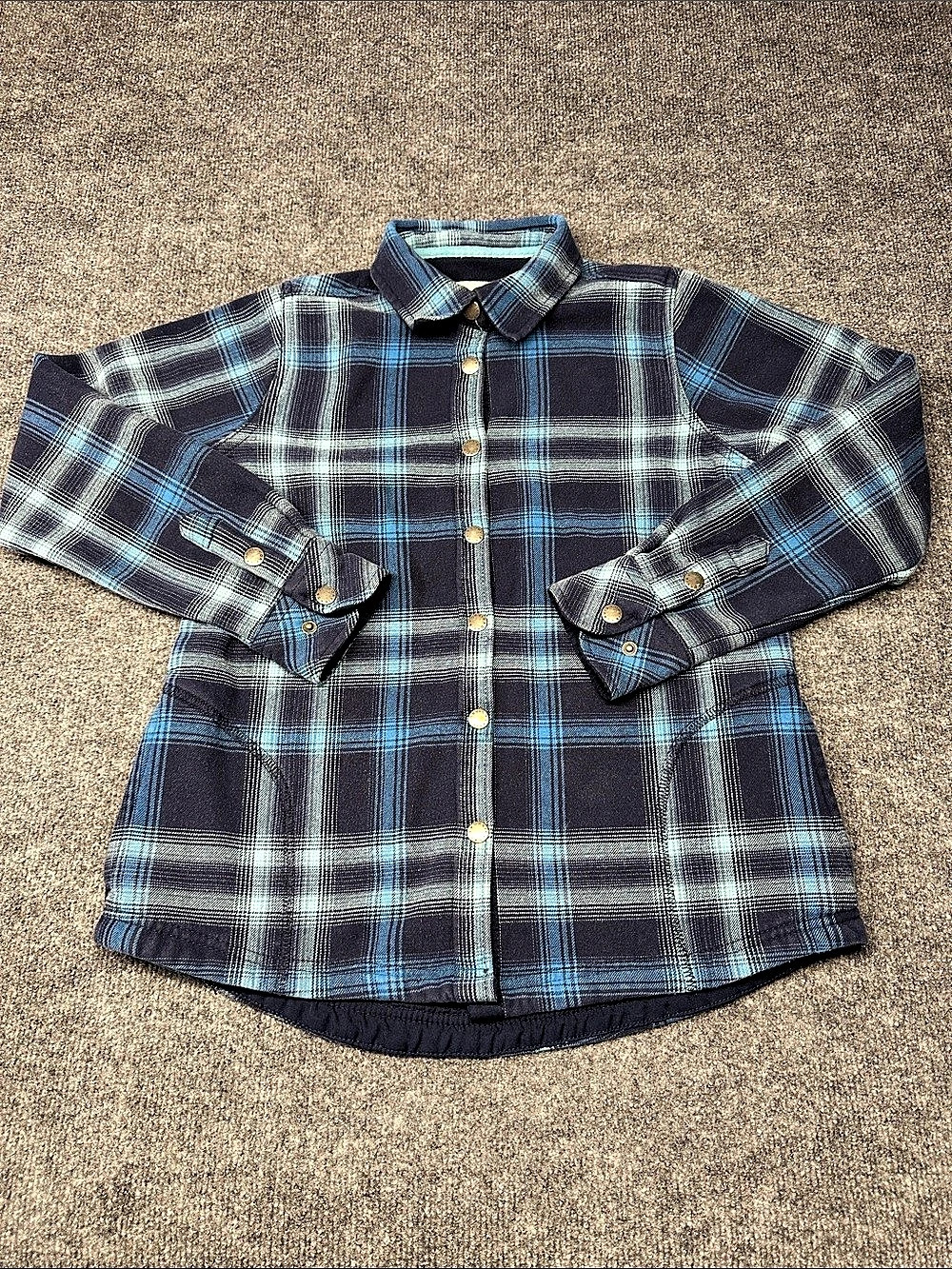 Orvis Fleece-Lined Flannel Shirt Jacket Blue & Black Small